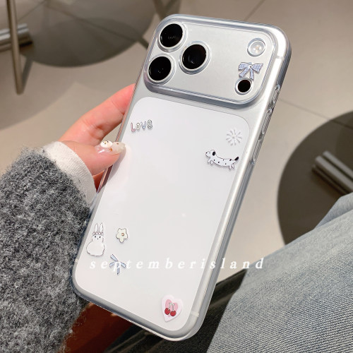 原创简约卡通透明壳适用苹果17promax手机壳15pro全包防摔16promax软壳13pro可爱tpu17紫色硅胶tpu少女心爱心