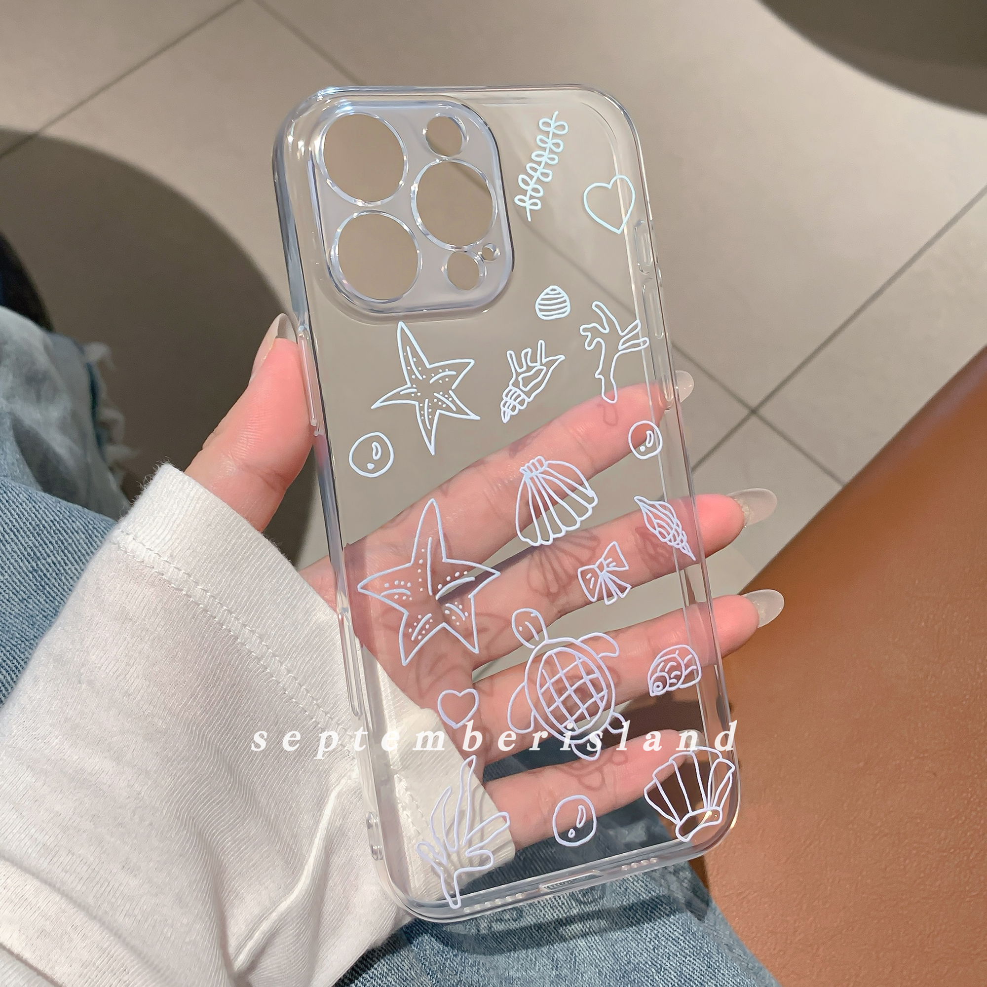 17promax九月岛屿ins夏日蓝色海洋适用苹果16promax手机壳15pro全包14透明防摔15promax软壳13pro透明简约tpu