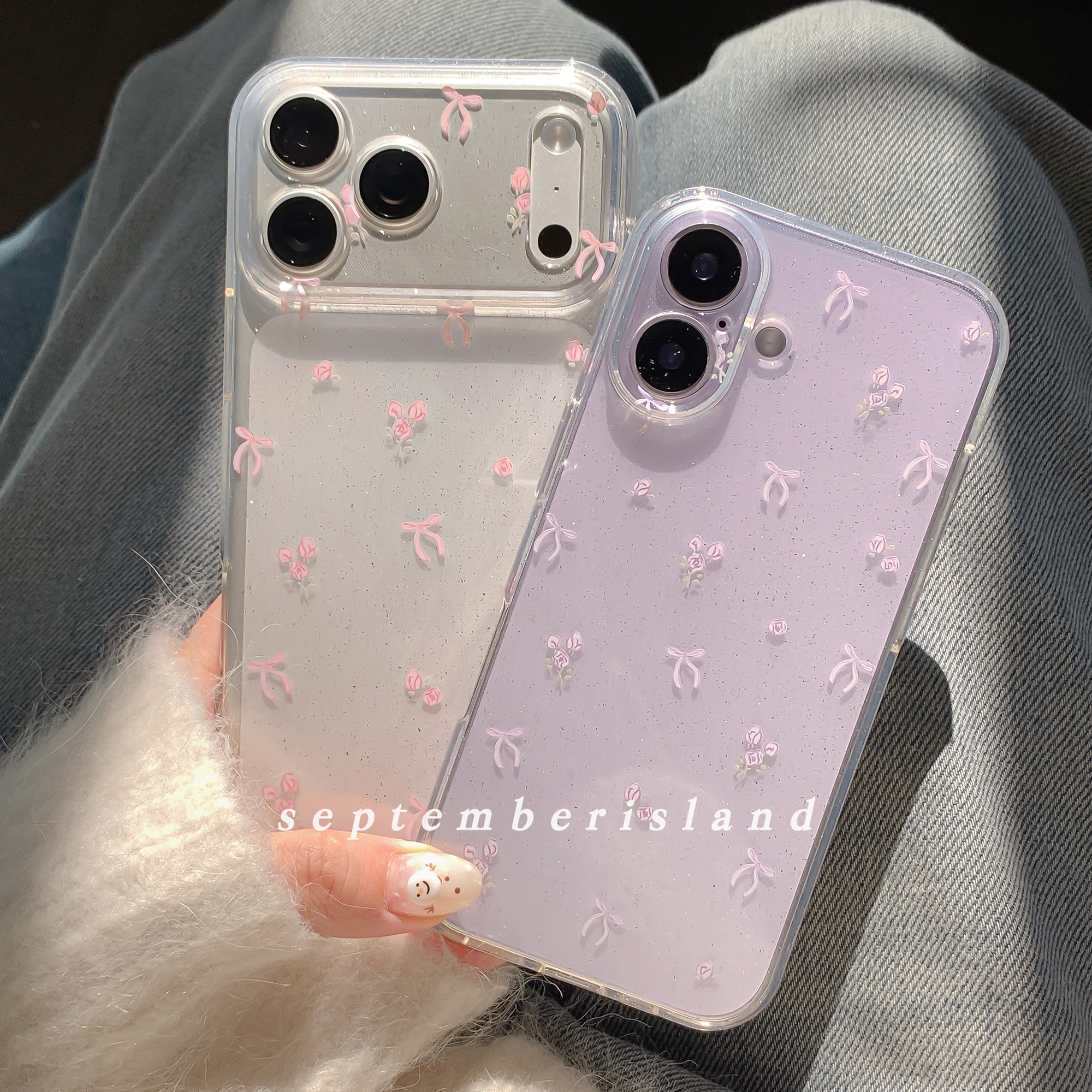 原创小清新碎花蝴蝶结透明闪粉软壳适用iPhone17promax可爱少女心15Pro手机壳17苹果14Pro全包16加厚防摔百搭,3C数码配件,手机保护套/壳,淘宝优惠券,粉丝福利购,淘宝优惠卷