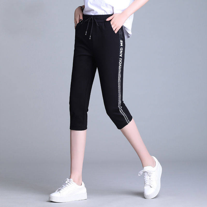 运动裤女夏季新款宽松裤子中裤薄款休闲裤夏天女裤七分裤小直筒裤