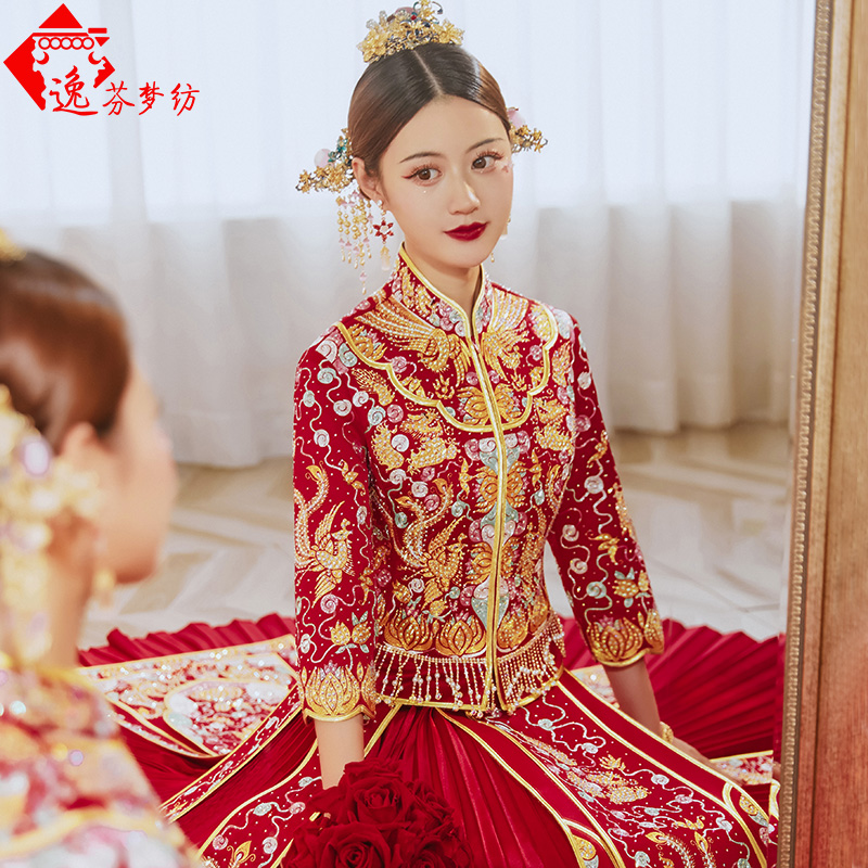 重工秀禾服新娘2021年新款盘金大五福龙凤褂嫁衣中式结婚褂皇婚服|ruв категории Женская одежда, Cвадебные платья, 秀禾服 - от Buy2taobao.com для оказания профессиональной услуги покупки агента Taobao