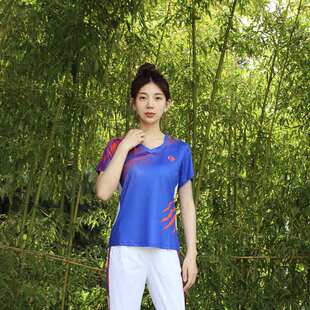 中国红安体育夏季新款舒适轻薄速干透气短袖套装男女健身操比赛服