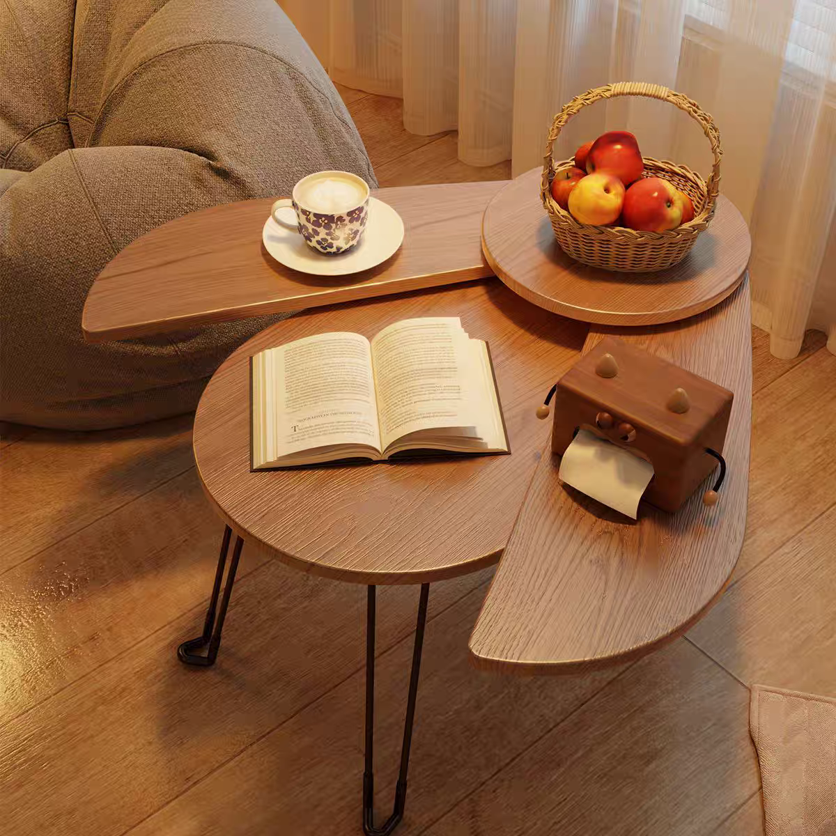 实木茶几可折叠创意甲壳虫异形桌小户型客厅阳台茶几边几矮桌,住宅家具,茶几,淘宝优惠券,粉丝福利购,淘宝优惠卷