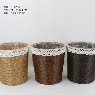 仿藤花篮手工编织绿植盆栽