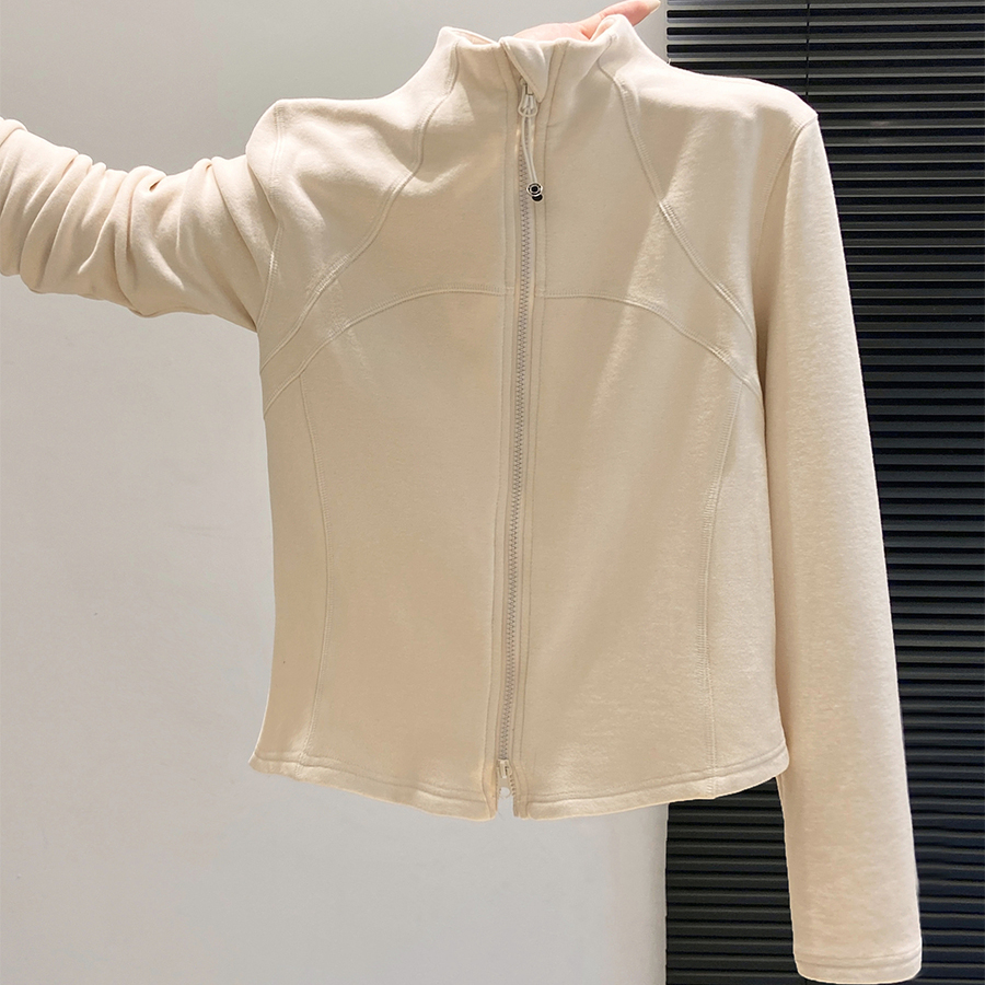 设计感双拉链磨毛德绒长袖t恤女