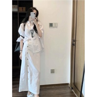 早春漂亮套装超火春季穿搭一整套白色衬衫连衣裙子女春装2026新款