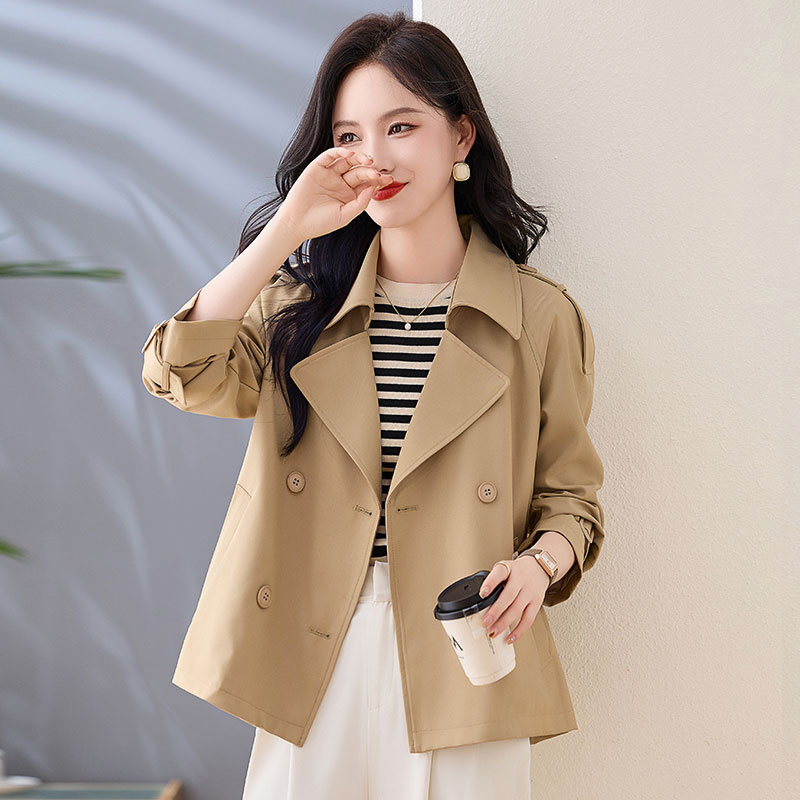 英伦风短款风衣外套女春秋2025新款小个子气质休闲卡其色西装上衣