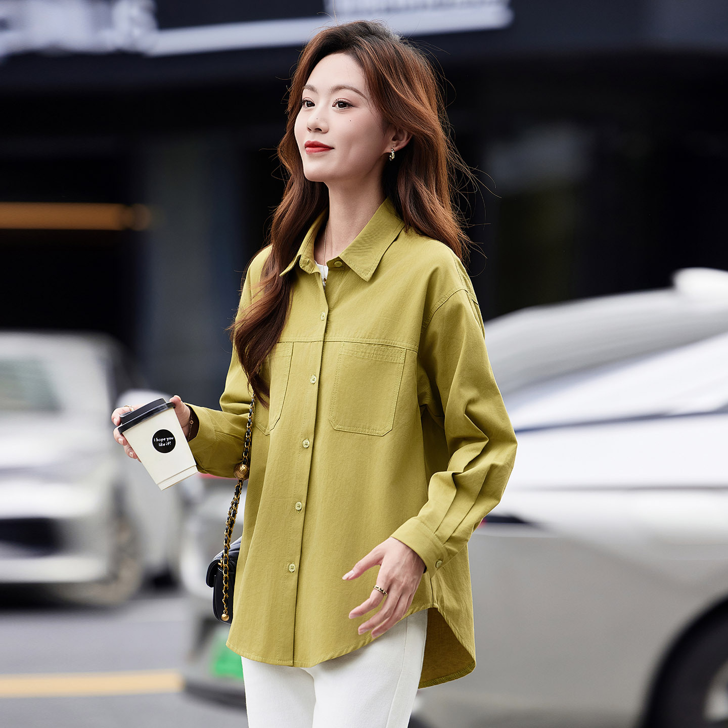纯棉女式衬衫女长袖2025秋装新款通勤气质上衣设计感衬衣 L2590