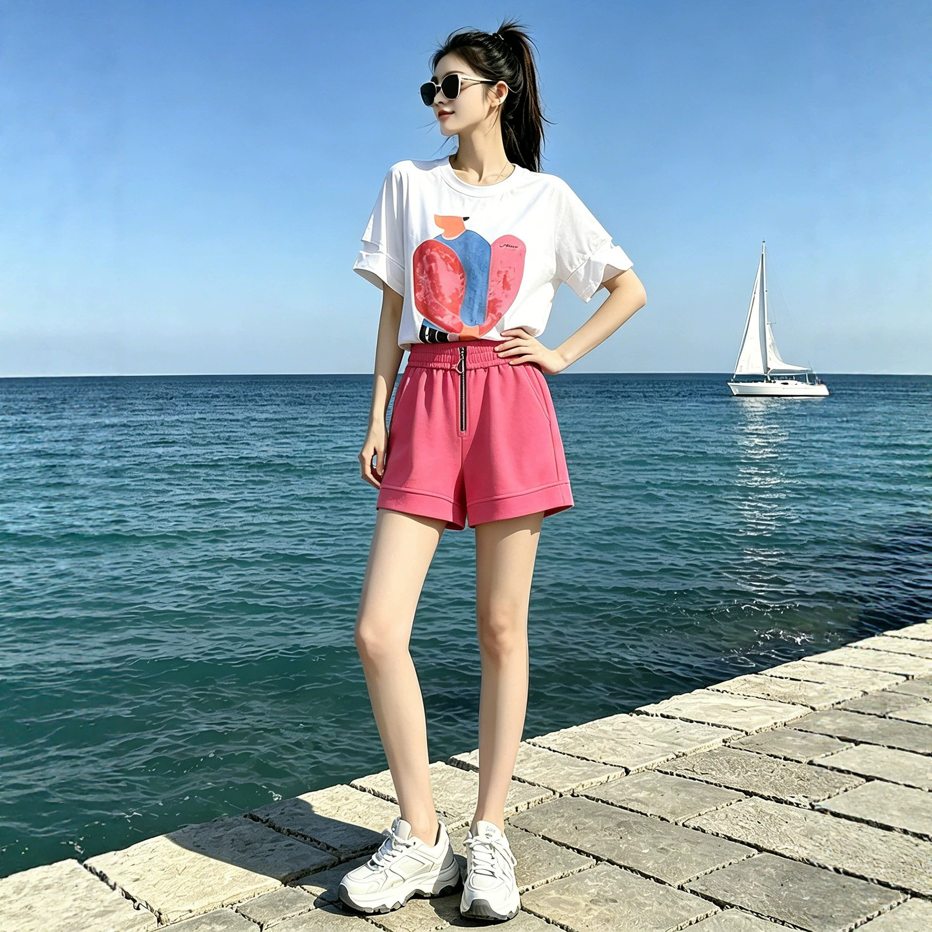 运动服套装女夏薄款2026新款流行显瘦炸街时尚休闲短袖短裤两件套