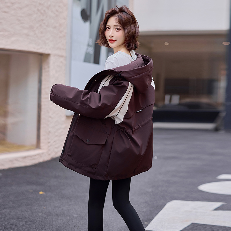 白鸭绒派克羽绒服女2025冬季新款休闲连帽工装情侣冲锋衣外套