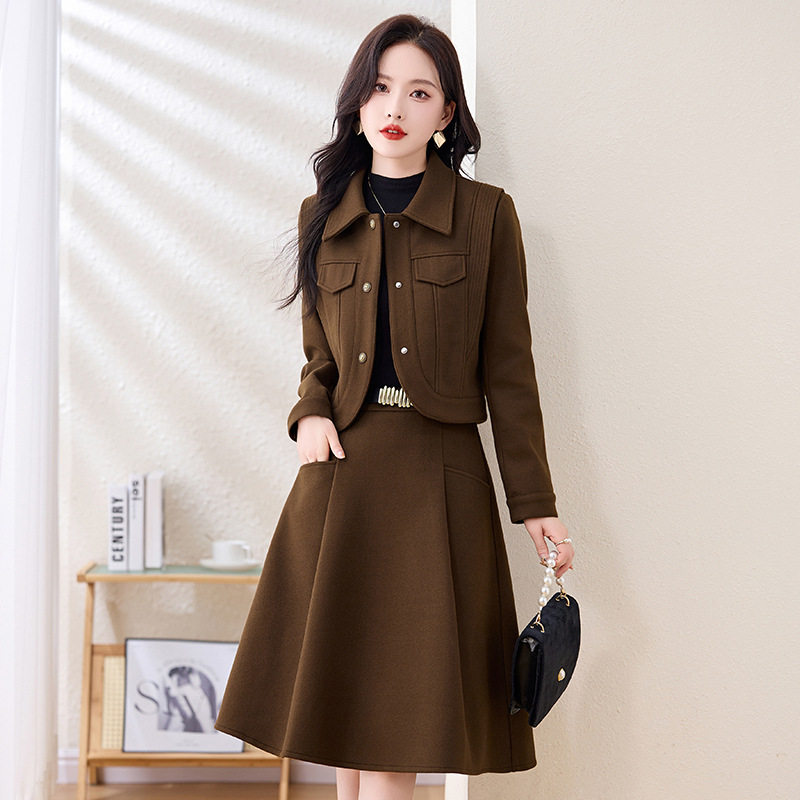 时尚休闲套装春秋新款气质优雅洋气毛呢外套半身裙两件套裙WA6617,女装/女士精品,时尚套装,淘宝优惠券,粉丝福利购,淘宝优惠卷