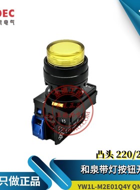 原装和泉IDEC黄色带灯按钮YW1L-M2E10Q4Y凸头复位24V YW-DE 常开