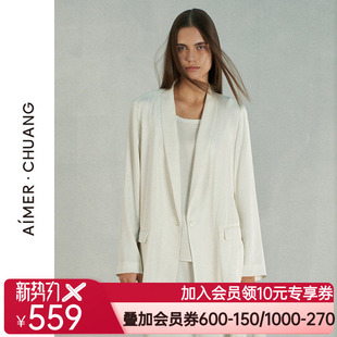 西服上衣CA811312 爱慕·CHUANG24调性女士春夏含桑蚕丝青果领长袖