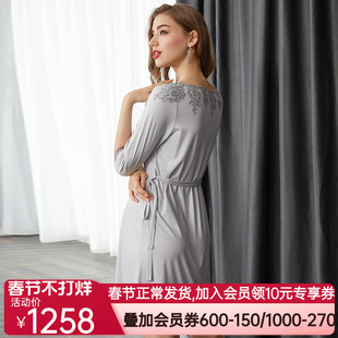 【新品】LACLOVER兰卡文Lovestory系列莫代尔纤维中长睡裙LC44SC1