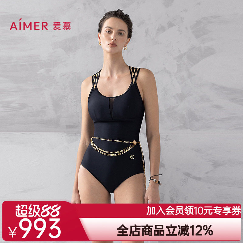 爱慕夏时女士性感海边圆领连体泳衣25春夏AM68B311图片