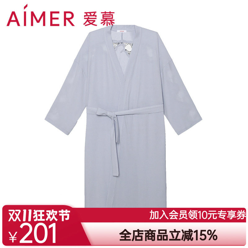 爱慕睡衣女可外穿夏季简约21AW暖柔长款家居服睡袍AM487731