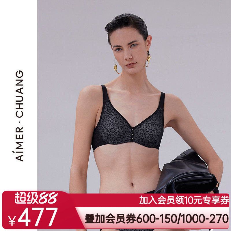 爱慕·CHUANG交织内衣女V领乳贴大罩杯大胸显小文胸CA131901