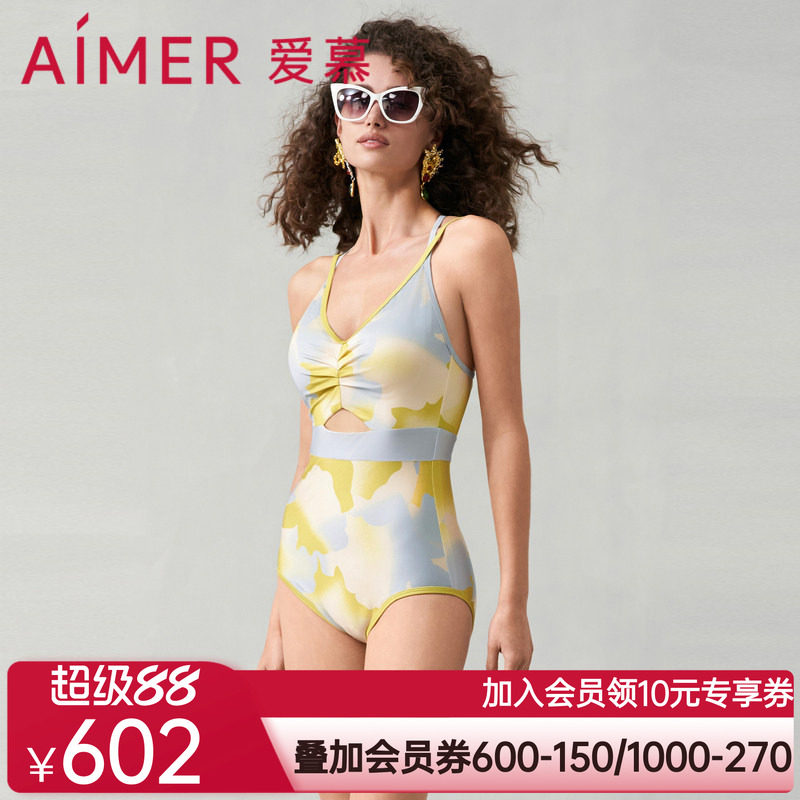 爱慕半夏清光女士春夏海边性感连体细带泳衣AM689751