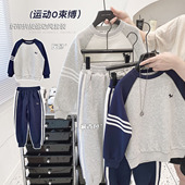 2026年儿童亲肤柔软韩版 新款 两件套卫衣 秋季 男童纯棉撞色运动套装