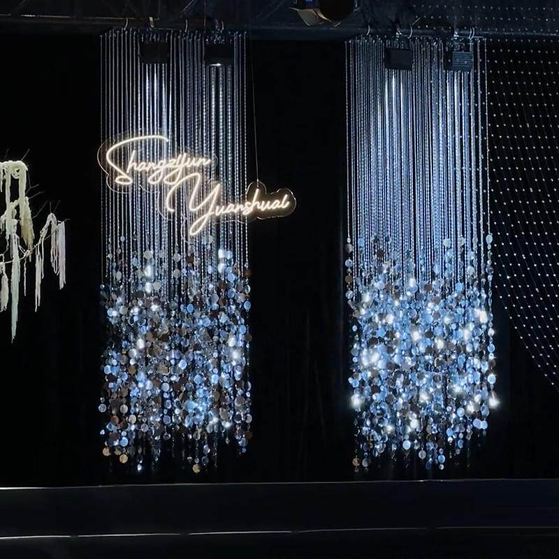婚庆亚克力亮片串仿水晶珠串珠链婚礼吊顶线帘舞台背景柱装饰珠帘