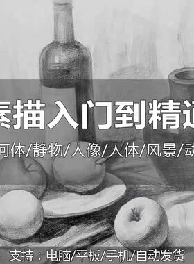 素描网课教程零基础入门结构人物肖像美术初级绘画画学习教学视频