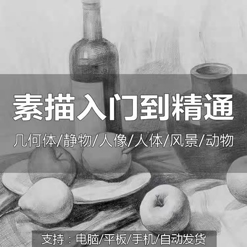 素描网课教程零基础入门结构人物肖像美术初级绘画画学习教学视频