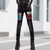 抓绒加厚小脚裤 个性 百搭显瘦休闲长裤 欧货潮牌2025冬季 黑色铅笔裤