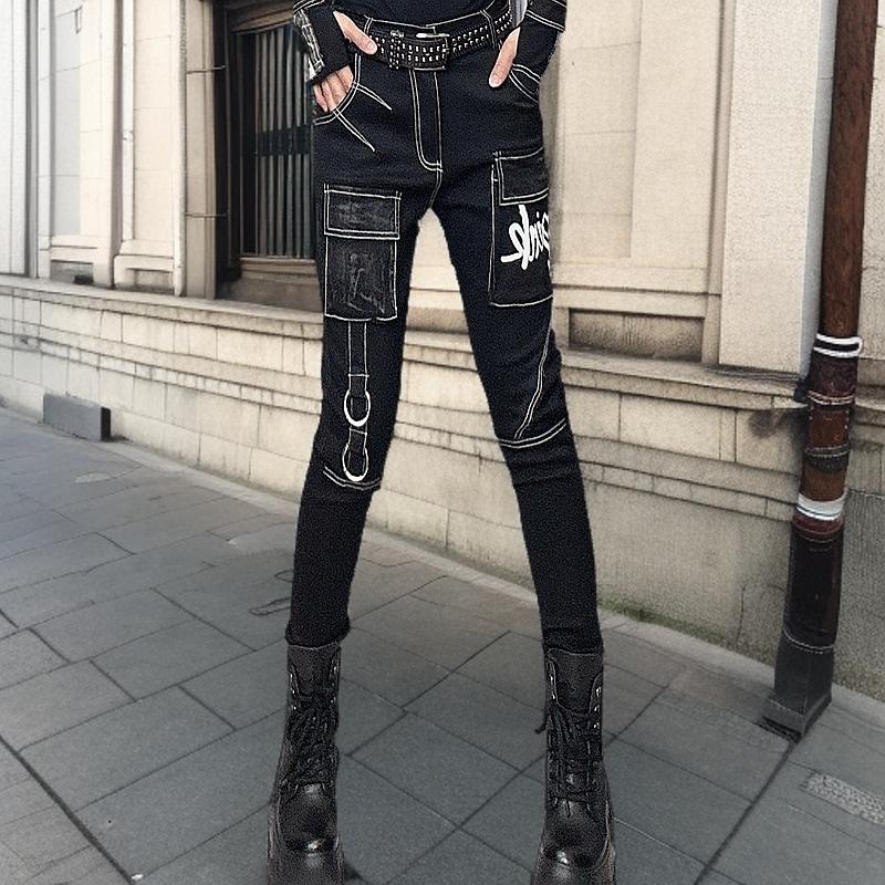 自然腰潮牌修身拉链网红款小脚裤