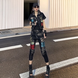 欧洲站新款高级感2025夏季显瘦减龄牛仔外套小脚潮牌七分裤两件套