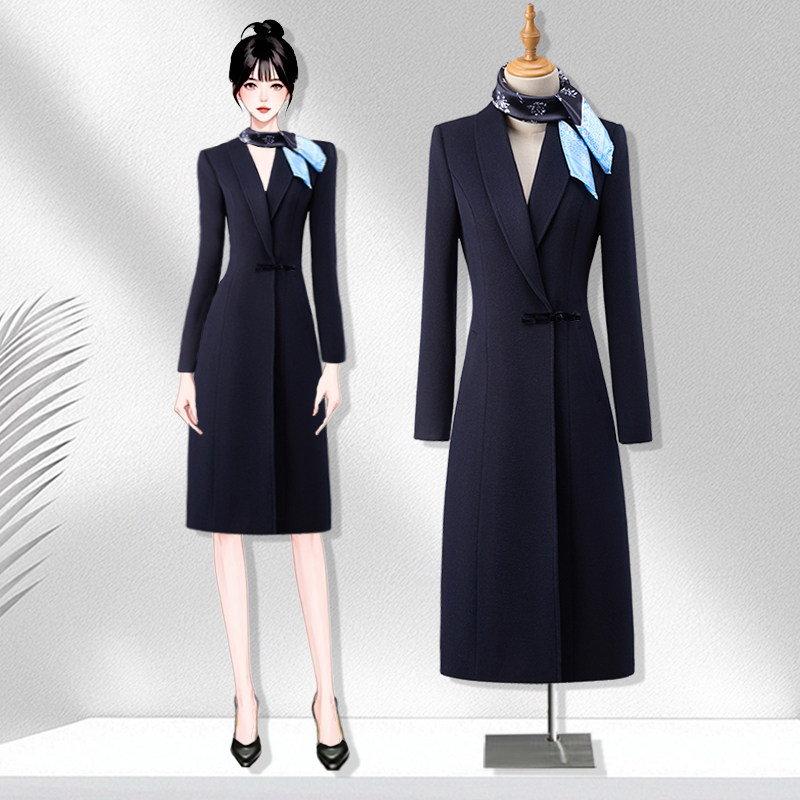 职业毛呢外套女秋冬新款修身中长