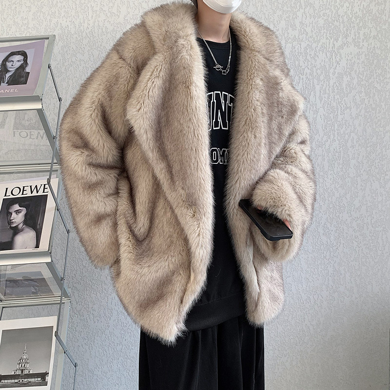 2022 겨울 두꺼운 모조 여우 모피 모피 일체형 기질 친환경 모피 코트 모피 코트 대형 라펠 트렌드