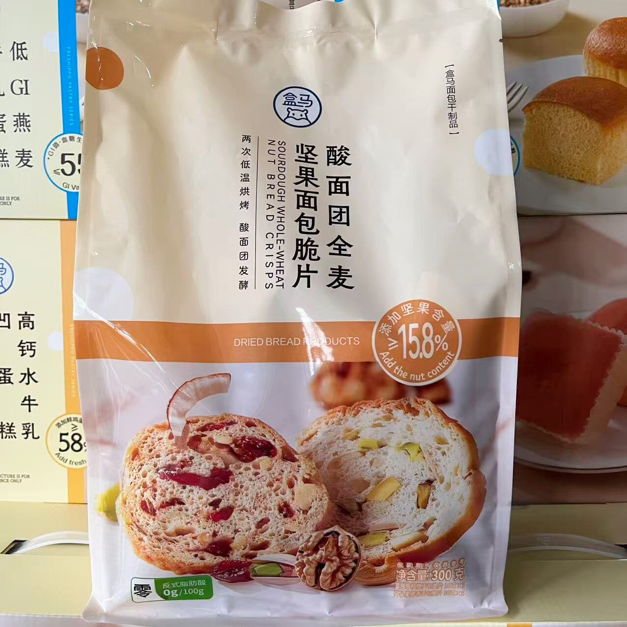 盒马酸面团全麦坚果面包脆片图片