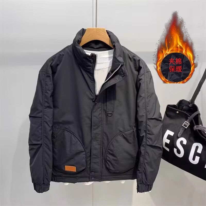 春秋冬季潮加棉加厚立领外套夹克
