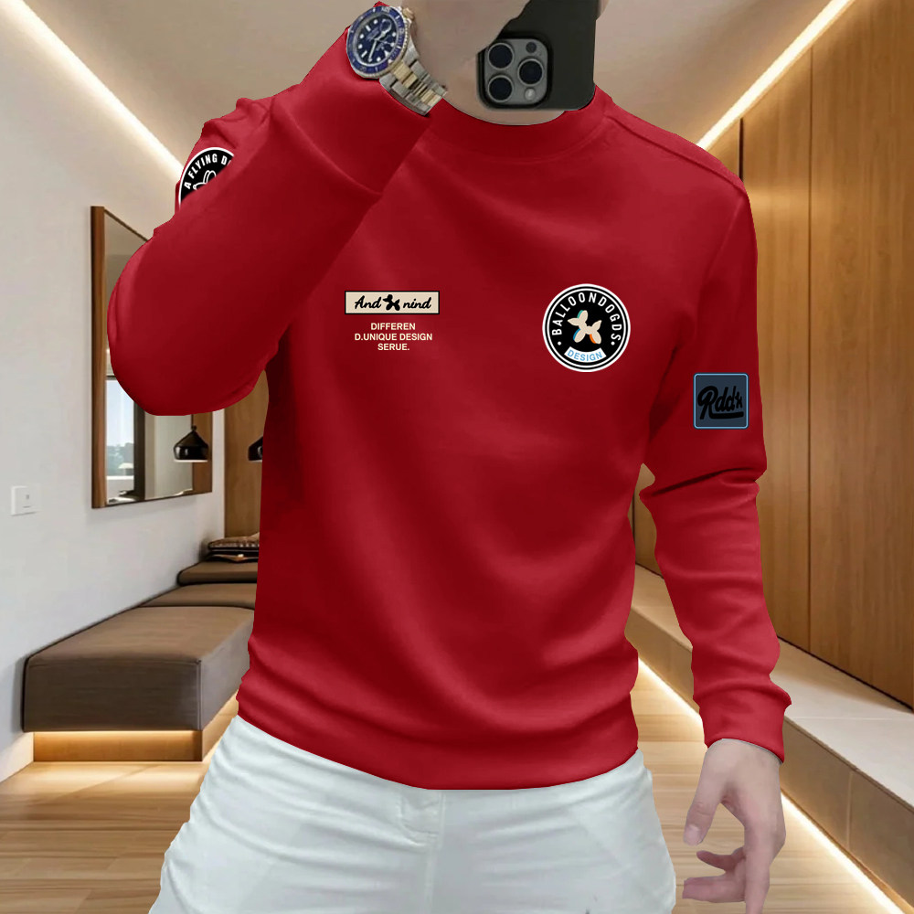 欧货2025年秋冬新款加绒加厚卫衣男士休闲潮流字母圆领打底衫男装