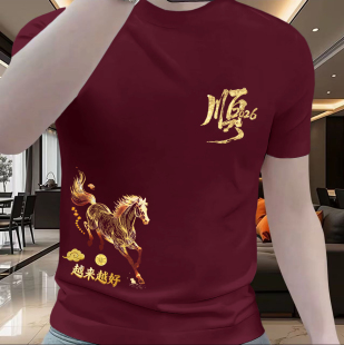 新款 休闲高品质体恤衫 潮流骏马印花短袖 圆领时尚 上衣 T恤男士 夏季