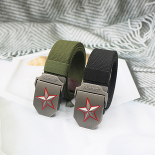 五角星腰带军迷美式军绿裤腰带户外工装裤皮带加厚帆布腰带加长款