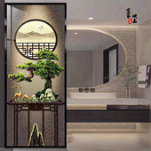 3d新中式 艺术玻璃屏风现代客客厅隔断玄关过道鞋 柜酒柜入户遮挡