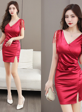 新款夜场性感连衣裙夜总会酒吧ktv柔式工衣足浴养生spa按摩技师服