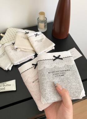 女生内裤纯棉抗菌裆生理裤蕾丝花边无痕透气三角裤短裤A034