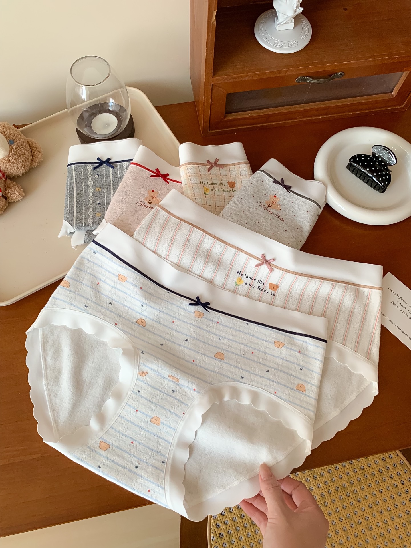 女生内裤法式浪漫蕾丝甜美10A纯棉裆格子卡通条纹三角裤A161