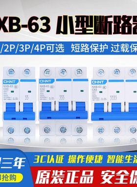 正泰空气开关断路器NXB家用空开1P2P3P4P63A100A三相电闸开关220V