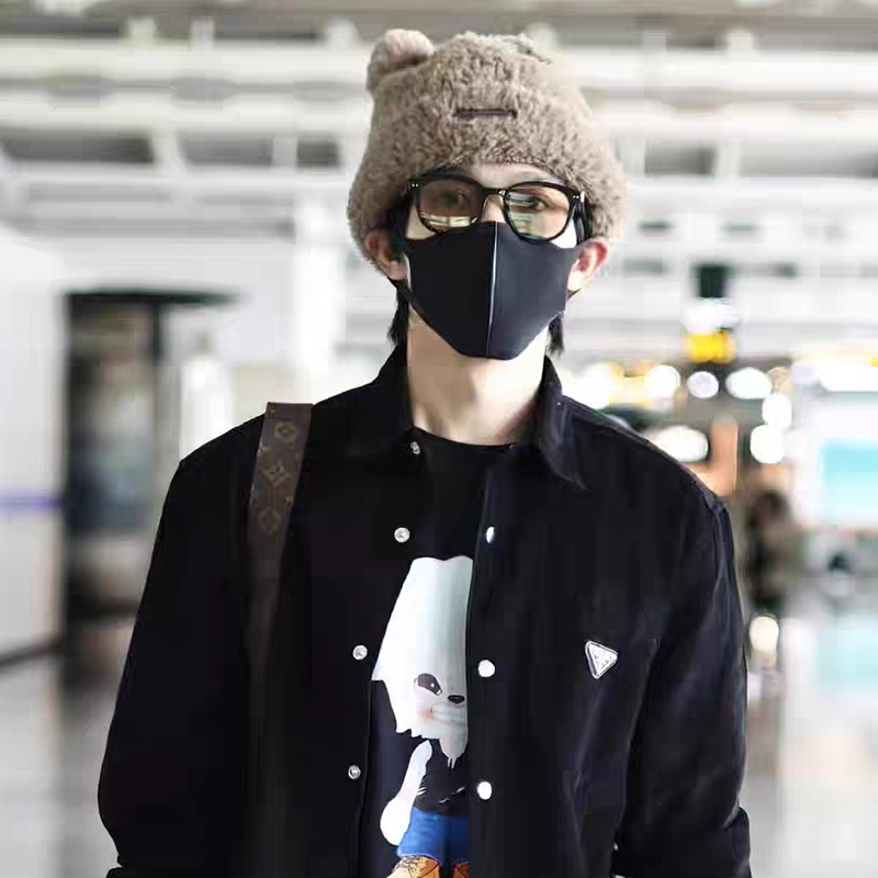 李昊同款小熊毛绒针织毛线帽子男女可爱百搭保暖甜美护耳帽设计感