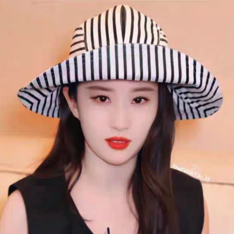 玫瑰的故事刘亦菲黄亦玫同款帽子女拼色宽帽檐时尚休闲渔夫遮阳帽