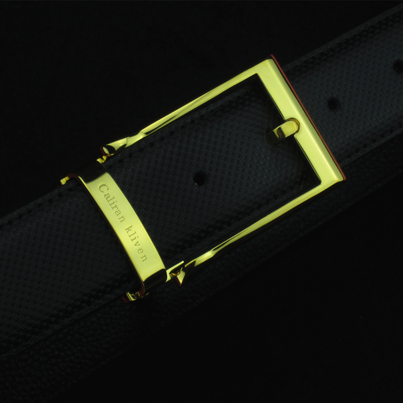 品牌纯牛皮男士皮带时尚休闲双面真皮腰带青年中年简约针扣裤带