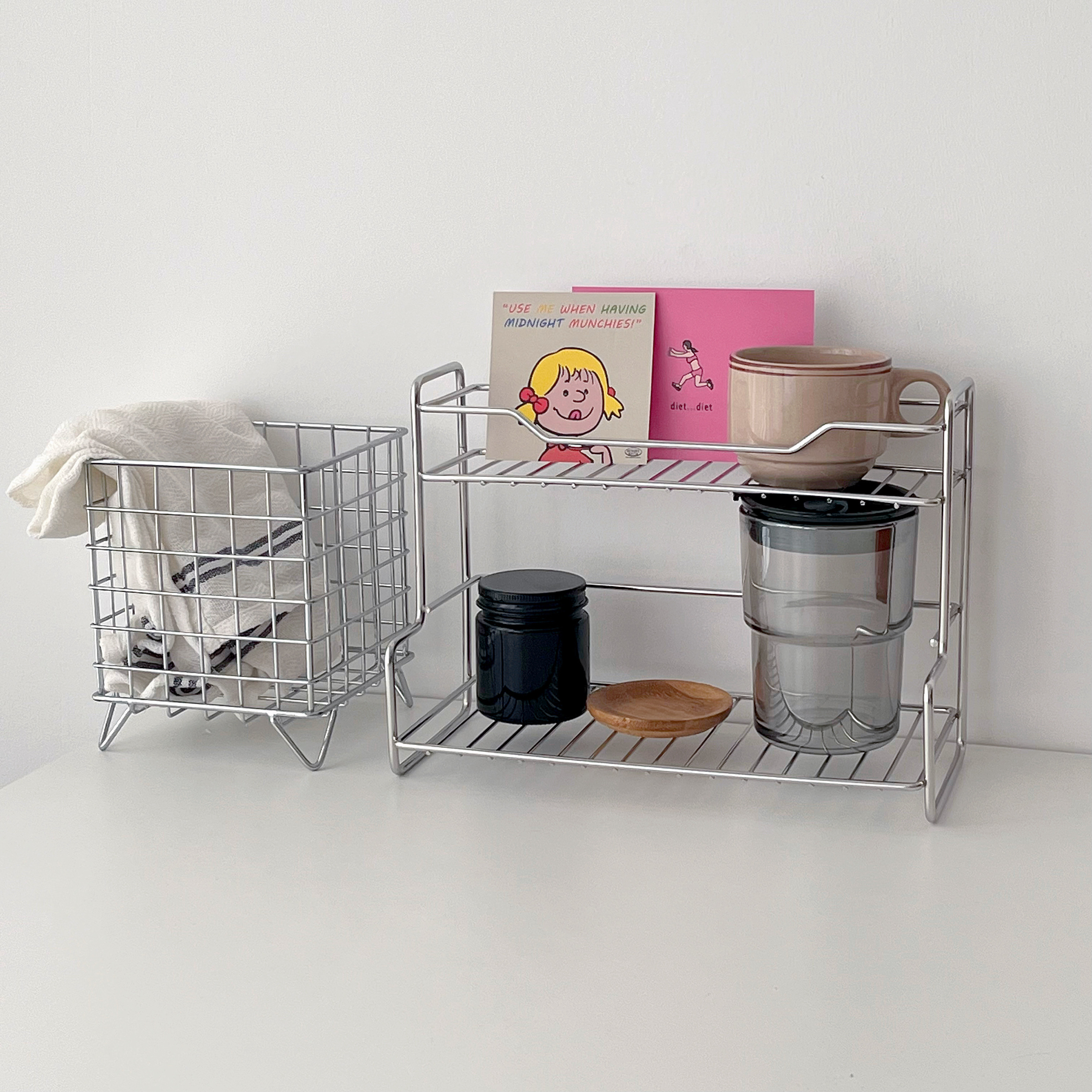 AAlisasa 韩国ins铁艺桌面金属咖啡胶囊置物架护肤品杂物收纳架