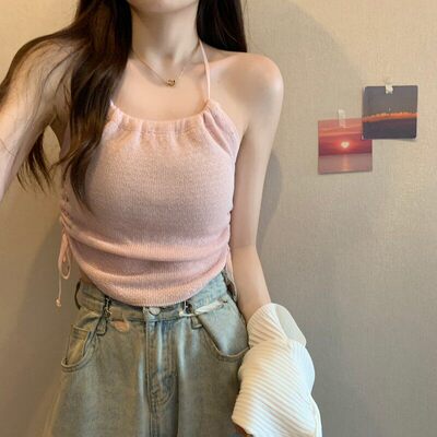 别致辣妹露背条纹美背吊