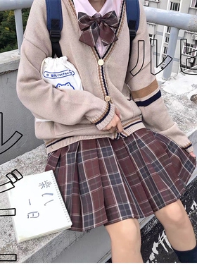 【水原町毛衣】宽松开衫JK/DK制服V领针织毛衣冬季中性款校供外套
