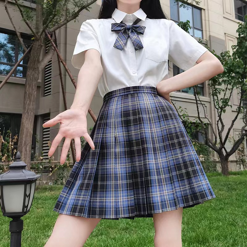 正统日系学生百褶裙jk制服送领结