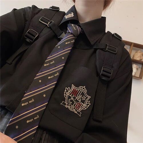 jk极夜之歌日系黑色学生长袖衬衫