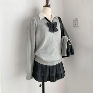 【假两件V领毛衣】设计感6色针织衫JK制服百搭学院风校供感秋冬女